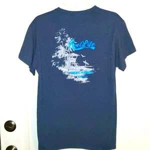 Men's Reel Life S/S Tshirt Heathered Blue Gray Sz Medium